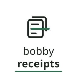 Bobby Receipts secondary stacked lockup, 256×256