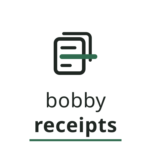 Bobby Receipts secondary stacked lockup, 512×512